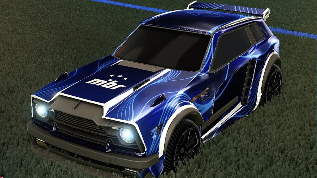 Fennec em vista lateral na garagem do Rocket League