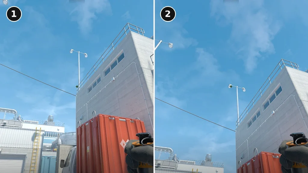 Como jogar na Nuke no CS2: callouts, smokes e táticas para TR e CT 2 Miras das duas smokes da parede de fumaça no Fora da Nuke no CS2